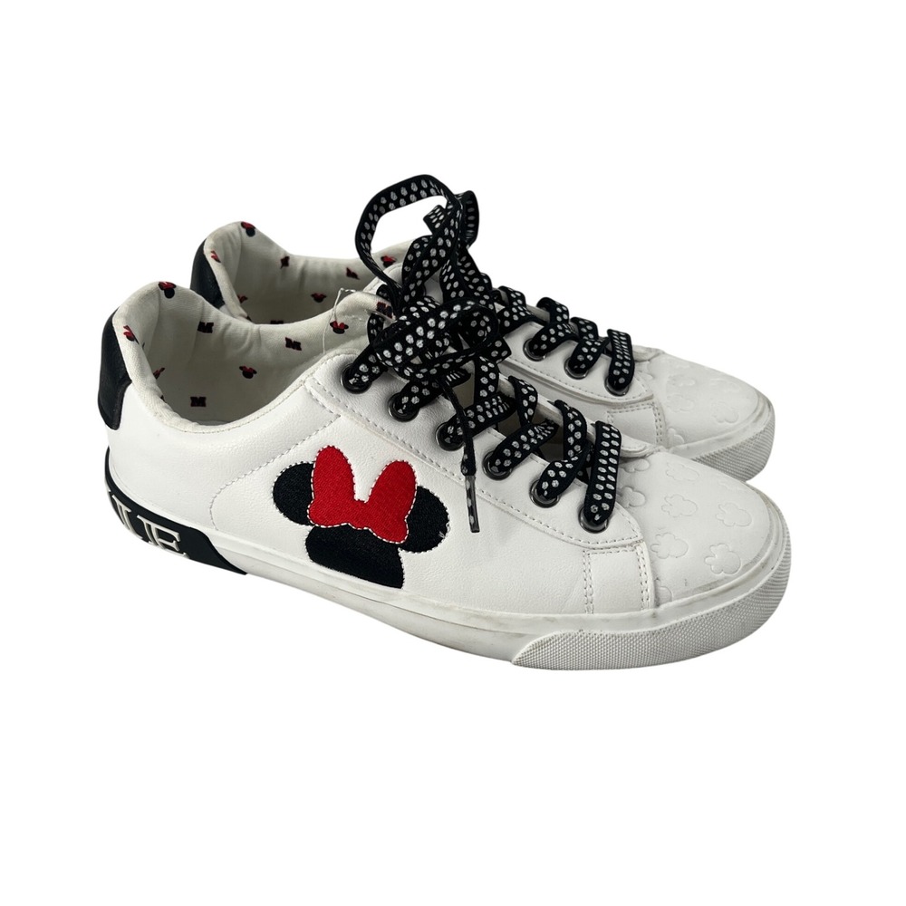 Minnie Mouse Disney Sneakers White w Black Polka Dot Laces Womens Shoes